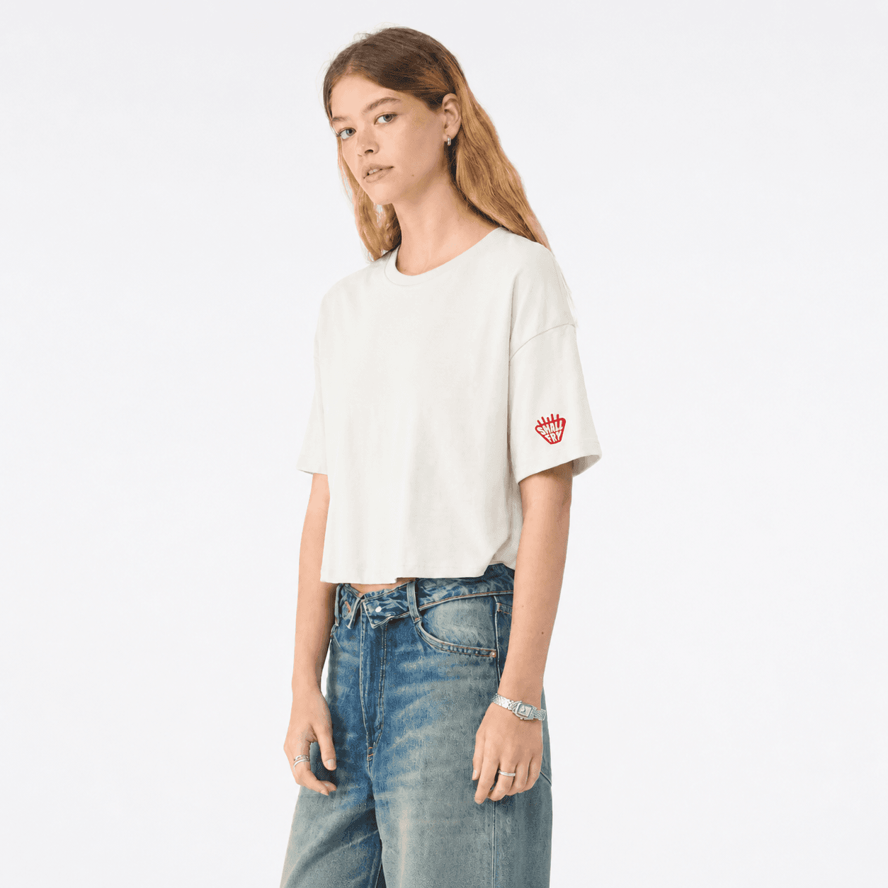 WOMEN'S CROPPED TEE // OFF WHITE, image 1 of 3